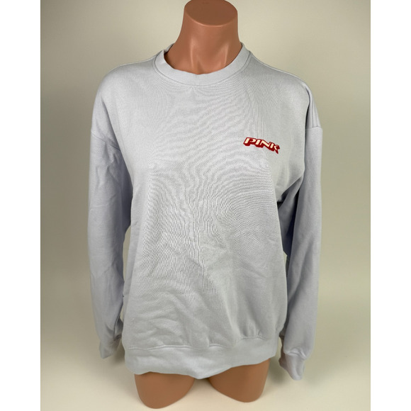 Victoria's Secret PINK Ivy Fleece Classic Crew Neck Blue Sweatshirt  Size L - Picture 1 of 10
